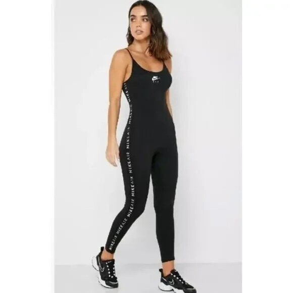 Nike Air Black Spaghetti Strap Pants Jumpsuit Bodysuit Stretchy Athletic Size 1X - Picture 2 of 6